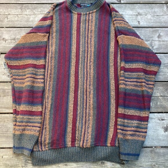 Vintage 90s Geoffery Beene Coogi Style Knit Sweater XL - Picture 3 of 6